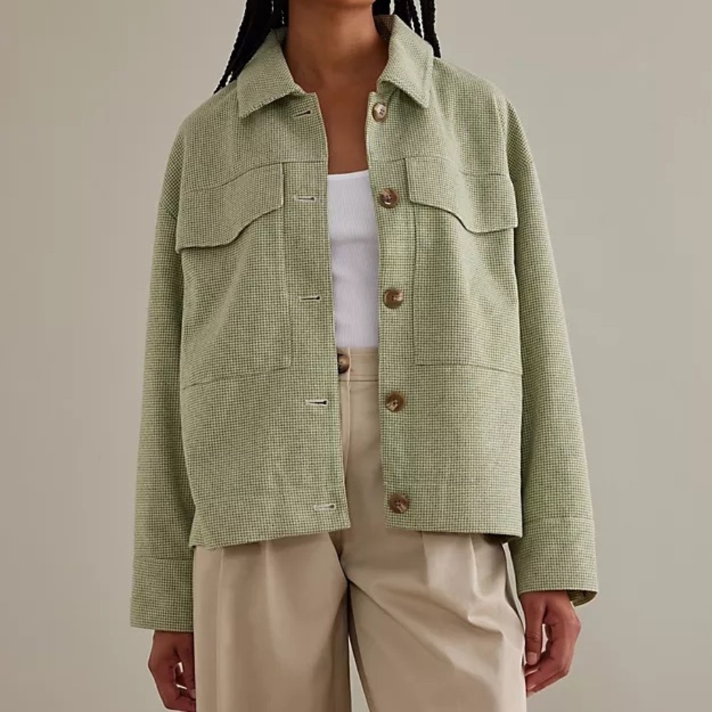 Anthropologie Maeve Knit Tweed Trucker Jacket